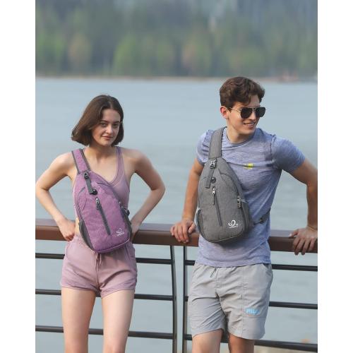 WATERFLY Crossbody Sling Backpack Sling Bag Travel Hiking Chest Bag Daypack (Purple)
