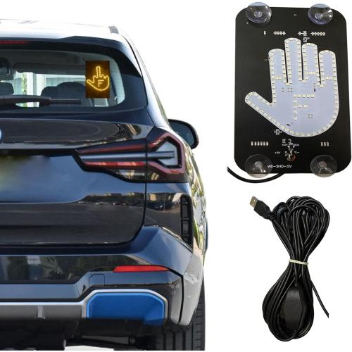 LED Middle Finger Sign for Car,Middle Finger Light for Car Truck, Thank You Lights, Thumb Up Down Light, Cool Car Interior Light to Express Yourself, Cool Funny Back Window Sign