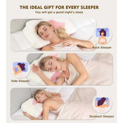 Osteo Cervical Pillow for Neck Pain Relief, Hollow Design Odorless Memory Foam Pillows with Cooling Case, Adjustable Orthopedic Bed Pillow for Sleeping, Support for Side Back Sleepers