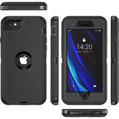 for iPhone SE Case 2022/2020/3rd/2rd,iPhone 8/7 case [Shockproof] [Dropproof] [Military Grade Drop Tested] with Non-Slip Removable Heavy Duty Full Body Phone Case-Black