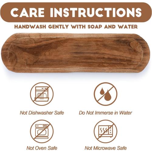 Xaatren Large Wooden Dough Bowl Decorative Wooden Bowl Rustic Long Dough Bowls Decor for Farmhouse Home Dining Table Centerpiece Living Room Kitchen Decorations(20 x 6 Inch,Brown)