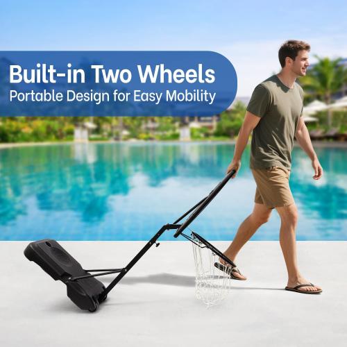 Color Black Pool Basketball Hoop Poolside Height Adjustable Portable Basketball Hoop for Pool with Shatterproof Backboard and Weather-Resistant Steel Screws/Brackets, Includes Ball and Air Pump