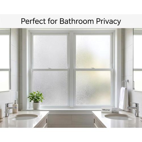 Crystal Etched Window Film Privacy Static Cling No Glue Anti UV 35x118in | Cover Decal Tint Decor Office Apartment Balcony Sun Blocking Light Filtering Glare Reduction Heat Control
