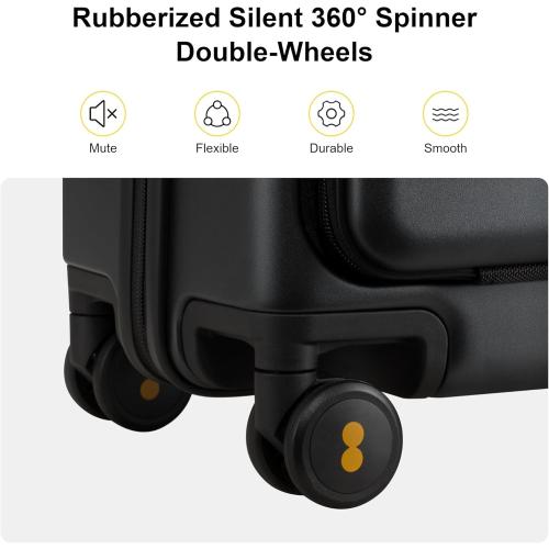 LEVEL8 Carry On Luggage with Compartment, 20 Inch Lightweight Hard Shell Rolling Suitcase with Wheels Airline Approved with Front Pocket, Double Tsa Locks, Grey