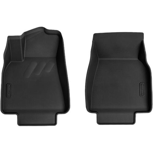 BaseLayer Elite Floor Mats for Tesla Model Y (2020-2025) – Made in USA – Precision Fit Heavy Duty All-Weather Mats (NOT for Model Y Juniper) – Front (Black Logo), Cargo