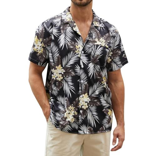 Hardaddy Men's XL Hawaiian Shirt Short Sleeve Tropical Button Down Shirts Floral Leaf Summer Beach Tops Holiday Wear