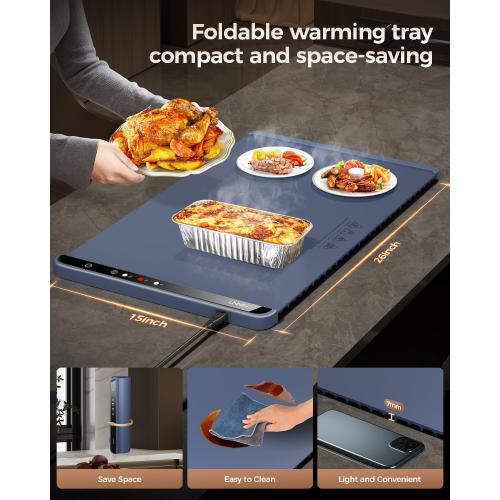 Warming Mat for Food,Food Warming Mat,Electric Warming Tray for Buffets Party and Home Daily Use,Heating Fastly in 10s,Portable Design,Timed Function for Your Family.