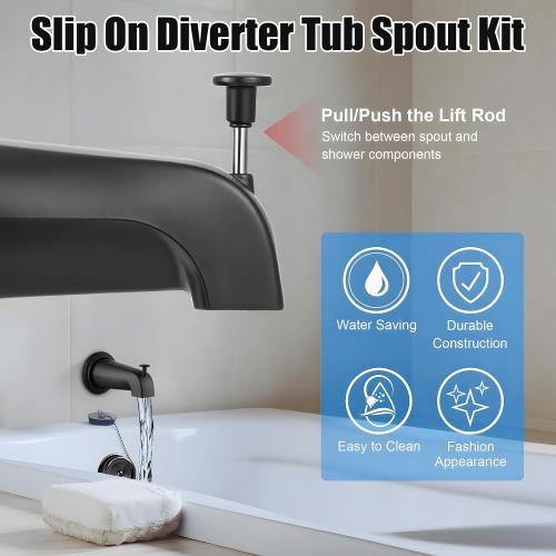 Diverter Tub Spout Compatible with Kohler GP85556-CP (Matte Black)