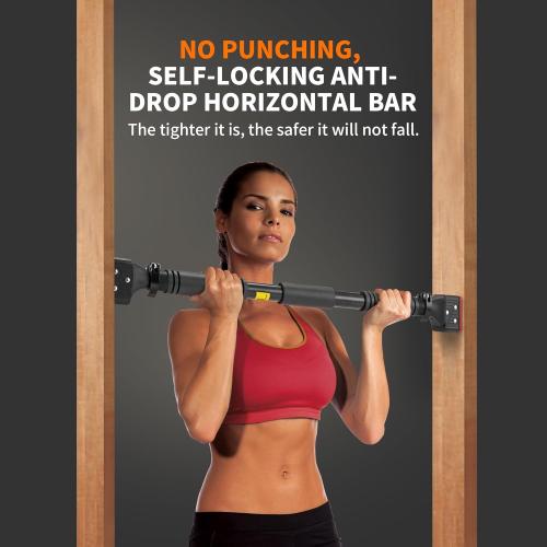 leikefitness Pull-Up Bar For Door Frame Chin Up Bar Upper Body Workout 28.3- 37.8 Adjustable Portable Training Pull-Up Bars without Screw - Adjustable Width Locking Mechanism