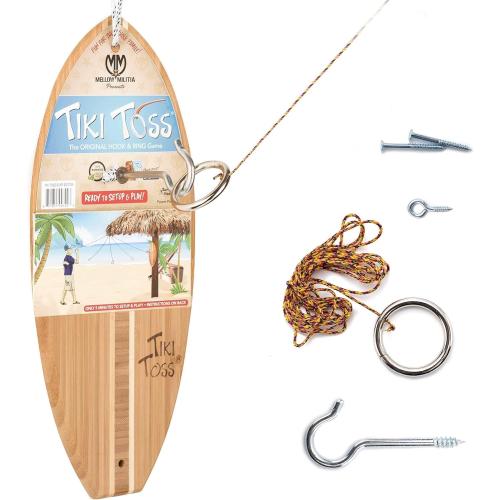 Tiki Toss Ring Toss Game for Adults - Hook and Ring Games with String and Hooks for Indoor/Outdoor Use, Man Cave Decor & Stuff, Gifts for Men/College - Standard or Deluxe 12.3 / Tiny 5