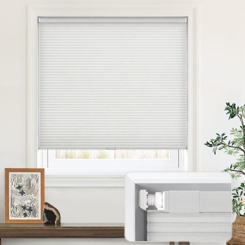 LazBlinds Cordless Cellular Shades, No Tools No Drill Light Filtering Honeycomb Shades Pleated Blinds for Windows, 43.5'' W x 48'' H, Light Grey