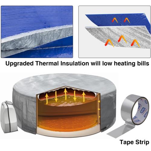 UCEDER Insulated Inflatable Hot Tub Cover,Round Spa Cover with External Heater/Pump Install Door Design,Energy-Saving and Eco-Friendly Spa Thermal Protection (Silver, 65 D x 28 H)