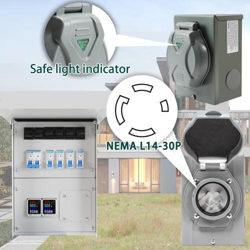 Upgraded 30 Amp 6 Circuit Transfer Switch Kit for Generator with 2 Digital Display Energy Meter with NEMA L14-30p Optional Power Inlet, IP 67 Waterproof, PreWired, for Indoor and Outdoor Use (2025)