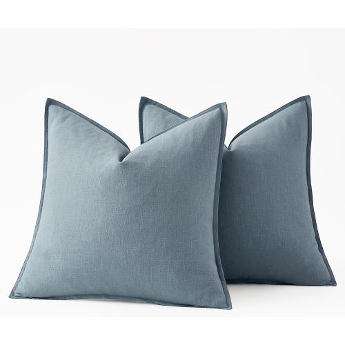 Size 18x18 Color Grey MIULEE Decorative Linen Pillow Covers 18x18 Inch Blue Grey ​Boho Farmhouse​ ​Neutral Couch Throw Pillows for Bed Pack of 2 Accent Coastal Modern Pillowcase Summer Sofa Livingroom Home Decor