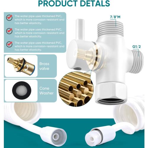 Handheld Bidet Sprayer Kit for Toilet, for Feminine Wash, Bidet Faucet Cloth Diaper, Baby Wash, Pet Wash or Toilet Cleaning, with Spring Type Bidet Hose (White)