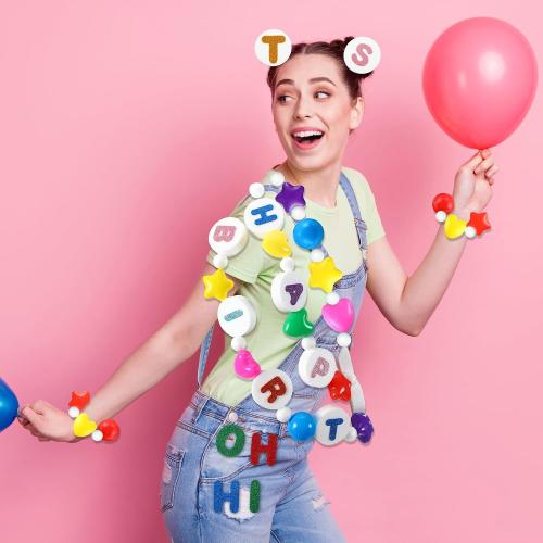 DIY Giant Friendship Bracelet Garland Kit Famous Singer Customizable Party Banner Jumbo Garland Decor Includes Balls Foam Circles Fishing Line Embroidery Needle Letter Stickers