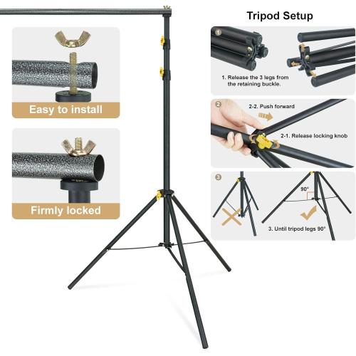 (Missing 4 clamps) LINCO Lincostore Backdrop Support Stand Kit 10x6.5ft Adjustable Photography Studio Photo Background Support System with Carrying Bag for Green Screen Muslin, 4171