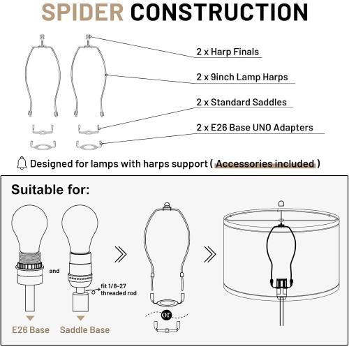 Oval Lamp Shades Set of 2, 16.5L x 9.6W x 11H, Large Beige Lampshades for Table Lamps Bedside Lamps, Natural Linen Lamp Shades for Floor Lamps, Suitable for E26 Base and Saddle Base, Easy Assembly