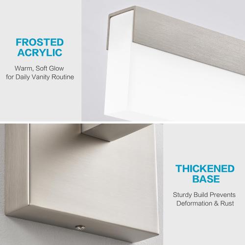 SOLFART LED Vanity Lights Fixtures - 24 inch Brushed Nickel Retractable Modern Bathroom Light Fixture Over Mirror 5CCT