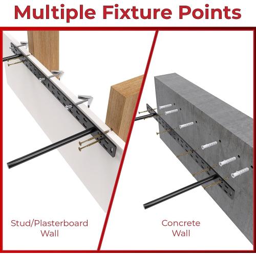 Hungsmart- 4 x 22 inch Heavy Duty Floating Shelf Bracket - Long Wall Shelves Support, Hidden Floating Shelf Hardware, Black Shelf Brackets, Perfect for Kitchen/Nursery/TV Wall Shelf Decor (8 inch rod)