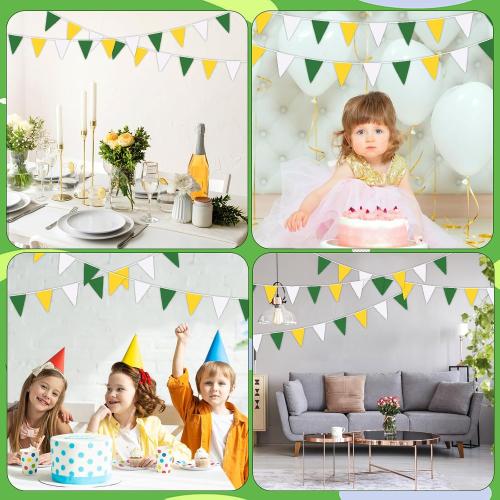 MARFOREVER 28 FT 30 Pcs Spring Yellow Green White Pennant Banner Flags