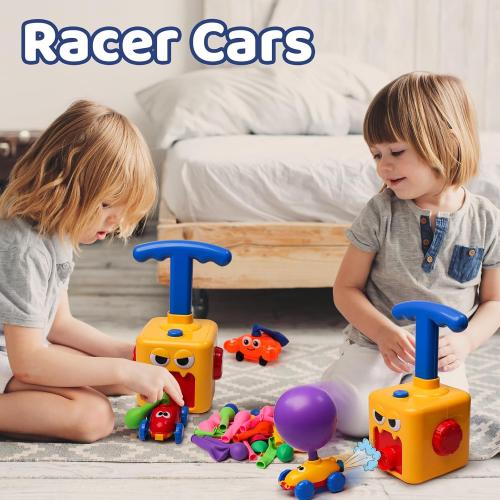 LiKee Balloon Powered Toys Monster Face Pump for 3  Years Old Boys Girls, Car Racers Birthday Party Supplies Preschool Educational Science STEM Toys with Manual Balloon Pump for Kids