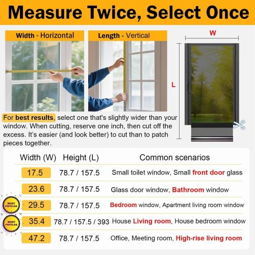 One Way Window Privacy Film See Out Not in, Window Tint for Home, Reflective Mirror Glass Windows Coverings Sun Heat UV Blocking, Black-Silver, 35.4 Inch x 78.74