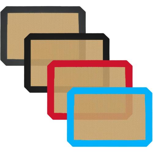 Small Silicone Baking Mats, Set of 4,11-4/5x8-1/4 Inch Quarter Sheet Size, Non Stick, BPA Free, 1/4 Baking Sheet Pan Liner for Cookies, Macaron, Bread, Pastry, Toaster (Multi Colors)