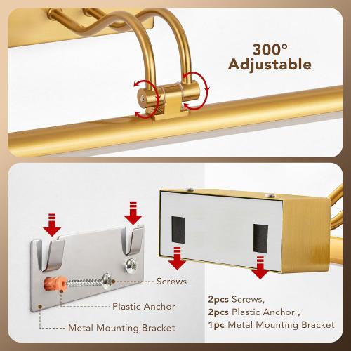RAIFOOLLY Picture Light, Picture Lights for Wall Cordless, 20inch Picture Lights with Timer and Dimmable, 5000mAh Battery Wall Lights for Display Gallery Painting Art Frame Portrait