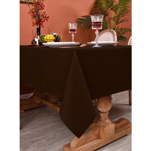 MEANMOY Brown 210 GSM Water & Stain Resistant Rectangle Tablecloth for 3 Foot Table - Solid 52 x 70 Inch Rectangular Table Cloth in Wrinkle Free Washable Polyester Fabric for Wedding, Party, Banquet