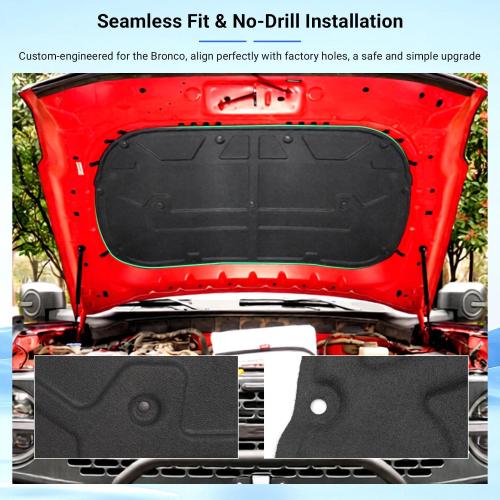 PTYYDS Hood Insulation Pad Mat Compatible with 2021-2025 Ford Bronco Sound Deadening Pad PET Engine Sound Insulation Mat Replacement for 2021-2025 Ford Bronco Accessories