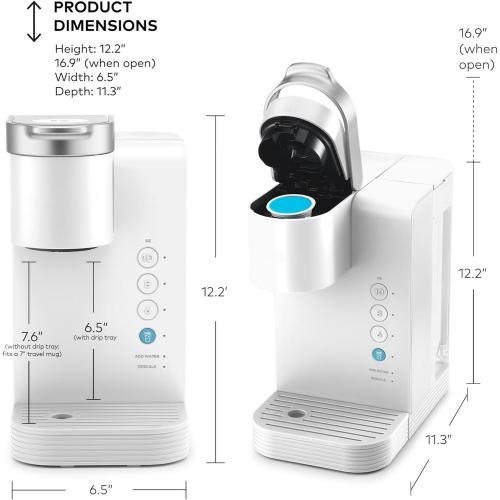 K-Express Essentials Iced and Hot Single Serve Coffee Maker, Brew Over Ice Button, 36oz Reservoir, KCup Pod Compatible, Auto Off (White) NEEDS CLEANING