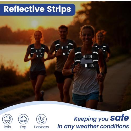 Zikopomi Weighted Vest Woman Man, 6lb/8lb/12lb/16lb/20lb/25lb/30lb Weight Vest with Reflective Stripes for Workout, Strength Training, Running, Fitness, Muscle Building, Weight Loss, Rucking Vest