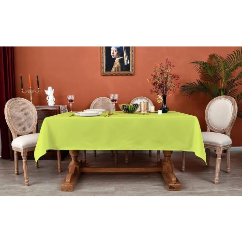 MEANMOY Lime Green 210 GSM Water & Stain Resistant Square Tablecloth - Solid 54 x 54 Inch Rectangle Table Cloth Cover in Wrinkle Free Washable Wipe Clean Polyester Fabric for Wedding, Party, Banquet