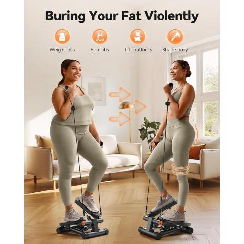 Niceday Steppers for Exercise, Stair Stepper with Resistance Bands, Mini Stepper with 300LBS Loading Capacity, Hydraulic Fitness Stepper with LCD Monitor