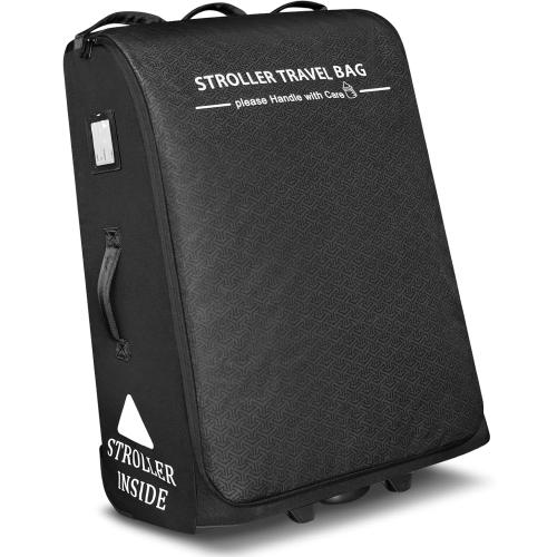 RAYMACE Padded Stroller Travel Bag for Airplane with Wheels | Fits to UPPAbaby Vista V2 V3, Cruz V2 V3,Travel Safe Protection Storage Bag, Patterned Design, Black