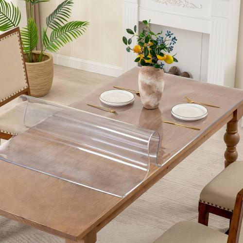 42 x 80 Inch Clear Table Cover Protector, 2mm Thick Clear Table Protector for Dining Room Table, Plastic Table Cover, Waterproof Table Pad for Kitchen, Office