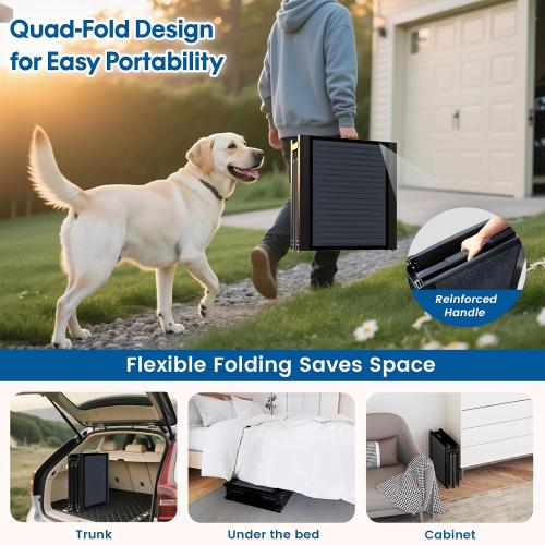 HBTower 63 Long & 17.3 Wide Folding Dog Ramp for Car, SUV & Truck – Portable Pet Ramp with Non-Slip Surface, Extra Wide Steps for Large Dogs Up to 250LBS