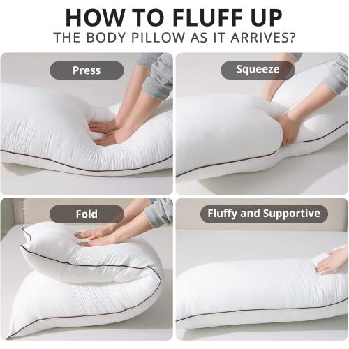 GREY SOFT HUXMEYSON Body Pillow with Satin Pillowcase, Cooling Body Pillow for Adults, Removable Cover, Grey (20x54)