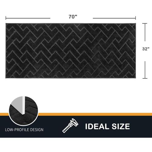 PURRUGS Dirt Trapping Door Mat 32 x 70, Non-Slip Machine Washable Entry Rug, Shoe Scraper, Dog Doormat, Super Absorbent Welcome Mat for Front & Back Door, Muddy Wet Shoes & Paws, Black