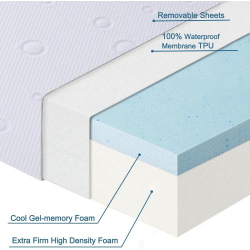 Baby Bassinet Mattress Pad, 33 x 19 x 2 Dual Sided Gel Memory Foam Mattress with Breathable Removable Soft Cover Fit for ANGELBLISS 3 in 1/BabyBond/Cowiewie/Jimglo Baby Bassinet