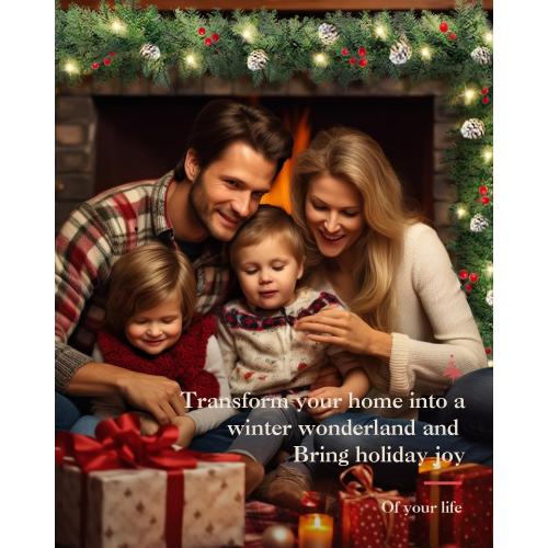 Pre-lit Christmas Garland, 9FT Lighted Christmas Garland Indoor with Red Berries & Pine Cone for Stairs Wall Door Outdoor Holiday Decor with Battery Operated Timer, Artificial Xmas Garland