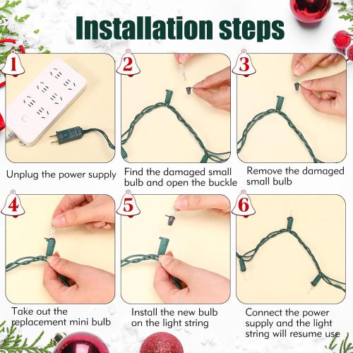 Mudder 80 Count Christmas Replacement Mini Light Bulbs with Base Christmas Tree Incandescent Wire String Lights Replacement Bulbs for Xmas Indoor Outdoor Decor(Brown Base Warm White,2.5Vx0.1A)