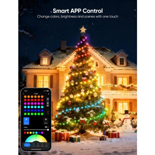 APPECK Christmas String Lights,134 FT 400 LED Outdoor String Lights, 111 Scene Modes Smart RGBW Color Changing Fairy Lights with App Controlled, Decorations String Light for Indoor, Outdoor Tree Decor