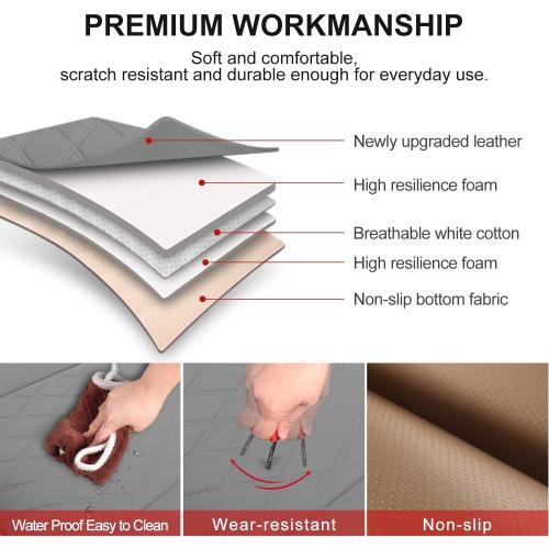BEITK 1 Pack Leather Front Car Seat Cover Bottom Car Seat, Anti-Slip and Full Wrap Driver Car Seat Protectors, Luxury Waterproof Bottom Auto Seat Cushion Pad Mat for Most Vehicles(Gray)