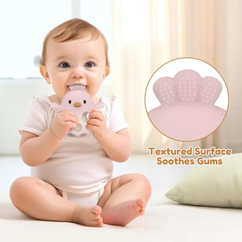MCGMITT Teethers for Babies 3-6 Months, Easy Grasp Silicone Baby Rattles 0-6 Months, BPA-Free Non Toxic Montessori Infant Toys for Teething Relief, Soft Interactive Infant Car Seat Toys Bath Toys