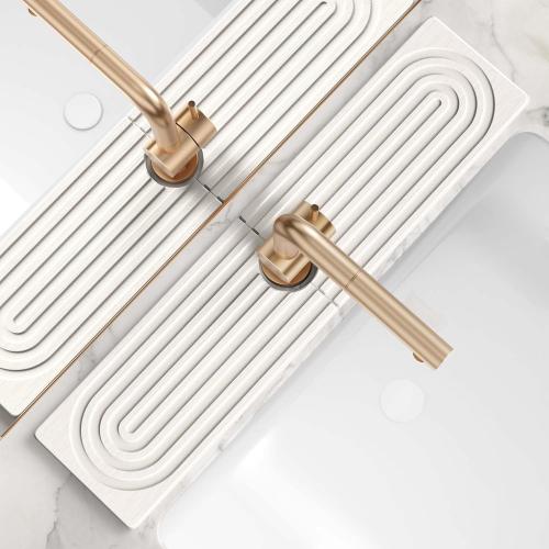 Large Faucet Mat for Kitchen Sink - Stone Drying Mat for Kitchen Counter, Diatomite Fast Drying Stone Sink Tray, Super Absorbent, Stylish Decor and Protector for Bathroom (Light Grey, 23.6 x 5.5)