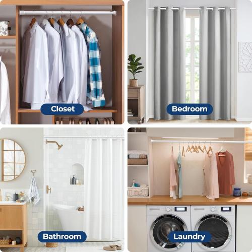 Mavivegue White Closet Rod, 17 to 99 Inches Adjustable Closet Rods for Hanging Clothes, 1.3 Inches Closet Hanging Rod Heavy Duty Tension Rod for Closet Wardrobes Laundry RV, Bathroom