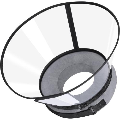 Sponge Core Dog Cone, Inflatable Dog Cone Collar Alternative, Dogs Donut Collar After Surgery, Soft Cone for Large Medium Small Dogs to Stop Licking, No Inflation Required, Clear View(Size 8, Gray)