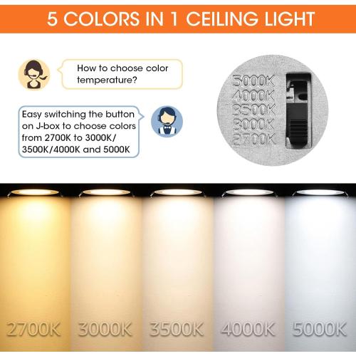 Meconard 24 Pack 4 Inch 5CCT LED Recessed Lighting, Canless Wafer Downlight